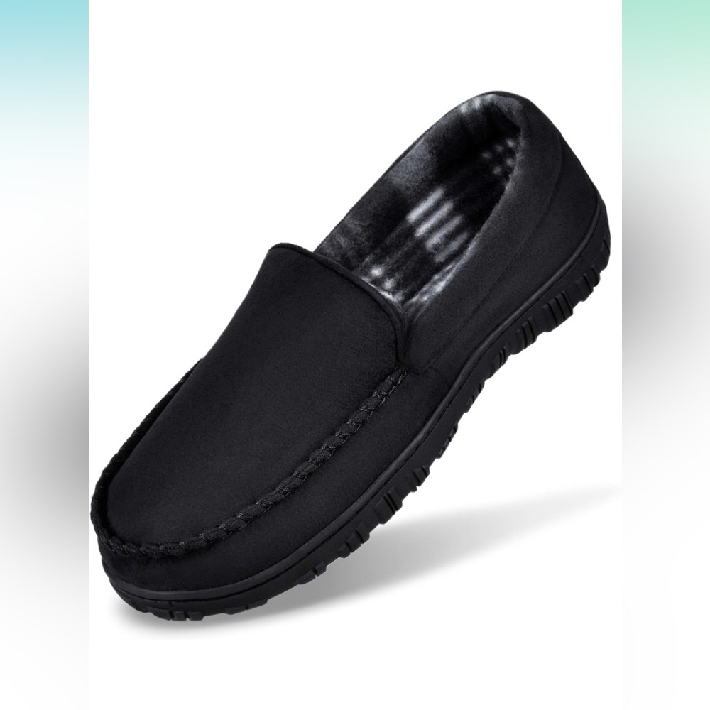 Mens Slippers Moccasins Slippers for Men House Shoes with Warm Cozy Memory Foam